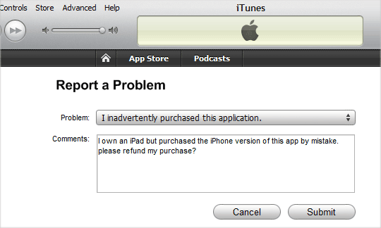 Report Problem - iTunes